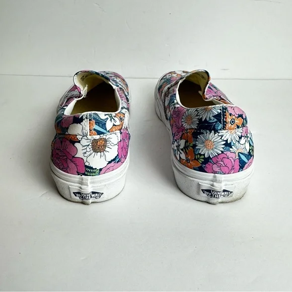 ❌SOLD❌Vans Floral Canvas Shoes Women's 8.5 or Men's 7 Slip On Off The Wall Pink - Picture 3 of 9